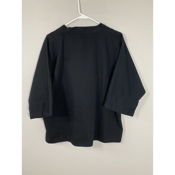 Alexander Michael Snyder Black Short Sleeve V Neck with Tie Top Size SMALL - Picture 3 of 5